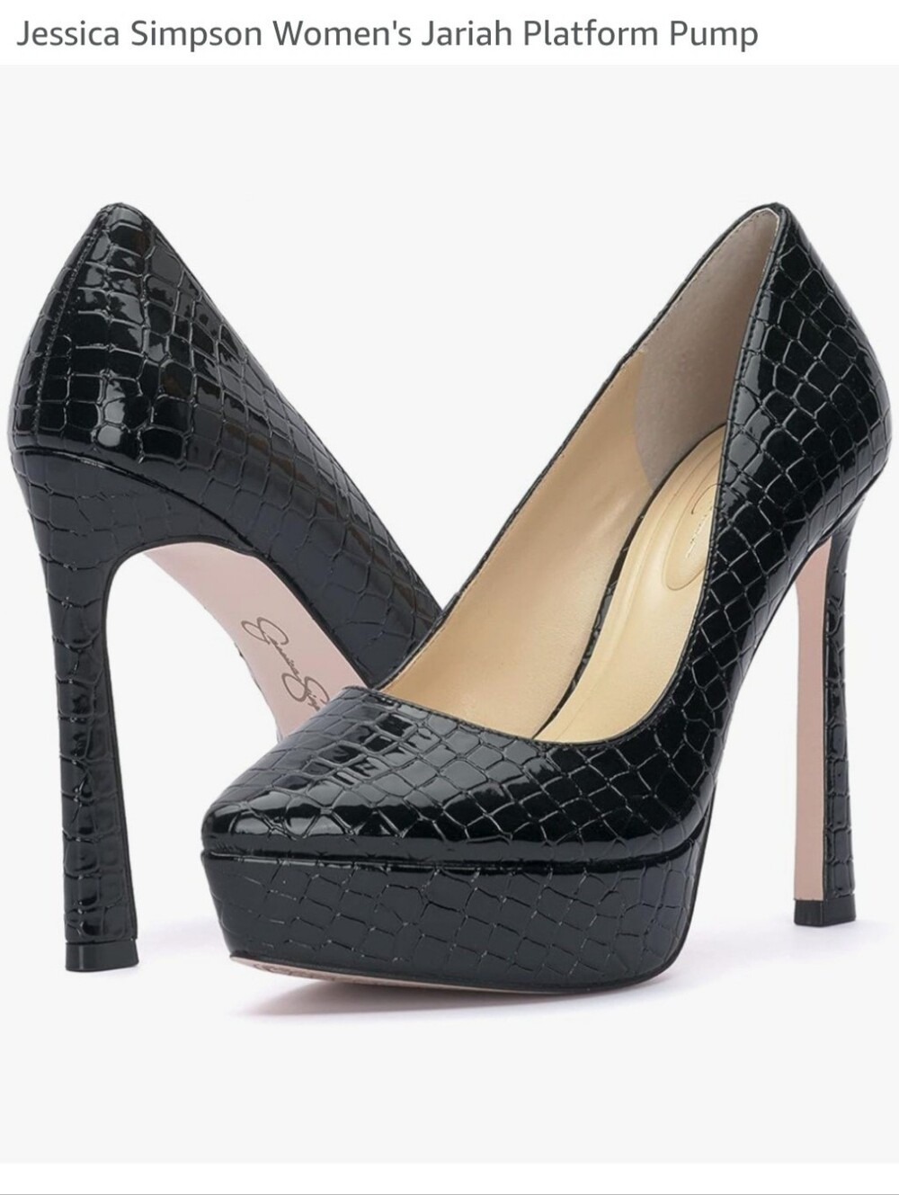 Jessica Simpson Black Croc-Embossed Jariah Platform Pump
